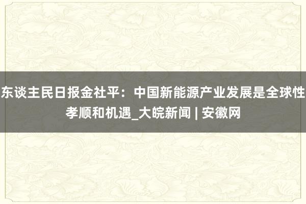 东谈主民日报金社平：中国新能源产业发展是全球性孝顺和机遇_大皖新闻 | 安徽网