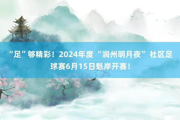 “足”够精彩！2024年度 “润州明月夜” 社区足球赛6月15日魁岸开赛！