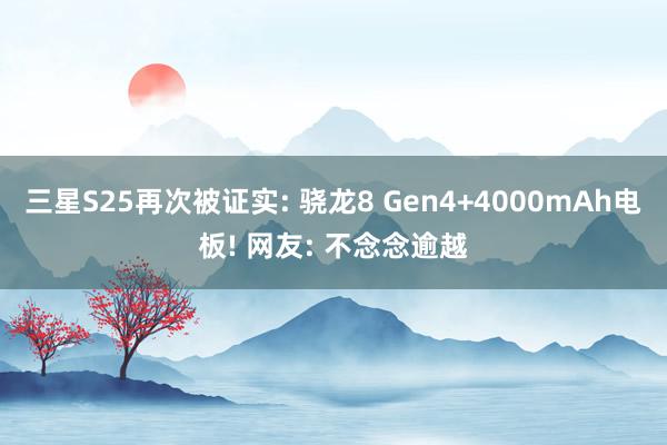 三星S25再次被证实: 骁龙8 Gen4+4000mAh电板! 网友: 不念念逾越