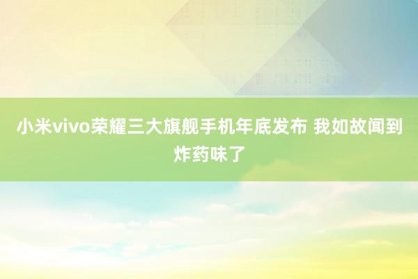 小米vivo荣耀三大旗舰手机年底发布 我如故闻到炸药味了