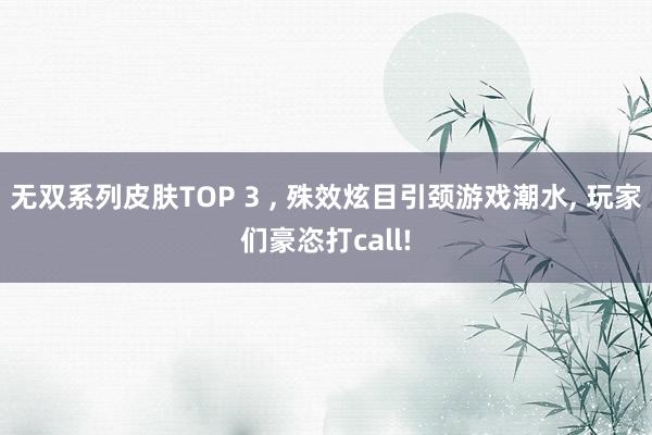 无双系列皮肤TOP 3 , 殊效炫目引颈游戏潮水, 玩家们豪恣打call!