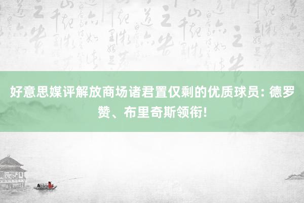 好意思媒评解放商场诸君置仅剩的优质球员: 德罗赞、布里奇斯领衔!