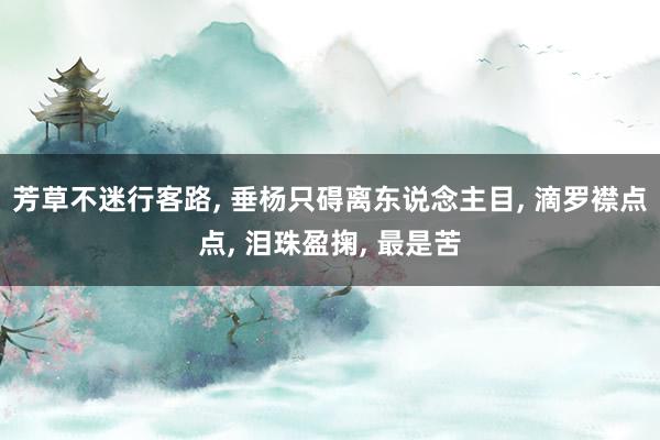 芳草不迷行客路, 垂杨只碍离东说念主目, 滴罗襟点点, 泪珠盈掬, 最是苦