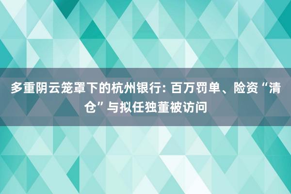 多重阴云笼罩下的杭州银行: 百万罚单、险资“清仓”与拟任独董被访问