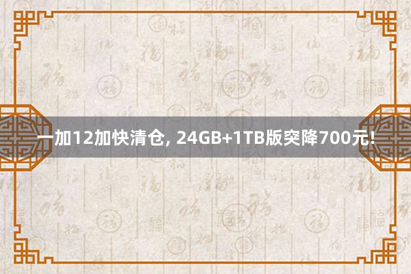 一加12加快清仓, 24GB+1TB版突降700元!