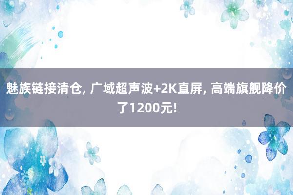 魅族链接清仓, 广域超声波+2K直屏, 高端旗舰降价了1200元!