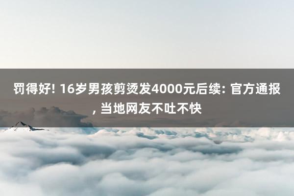 罚得好! 16岁男孩剪烫发4000元后续: 官方通报, 当地网友不吐不快