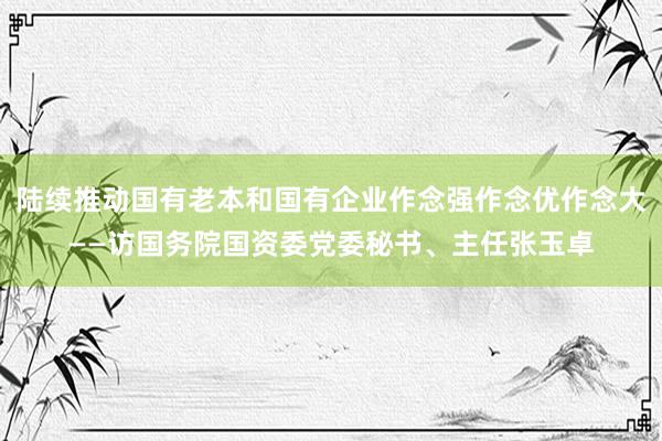 陆续推动国有老本和国有企业作念强作念优作念大——访国务院国资委党委秘书、主任张玉卓