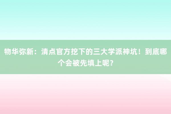 物华弥新：清点官方挖下的三大学派神坑！到底哪个会被先填上呢？